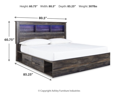 Drystan King Bookcase Bed with 4 Storage Drawers, Multi, large