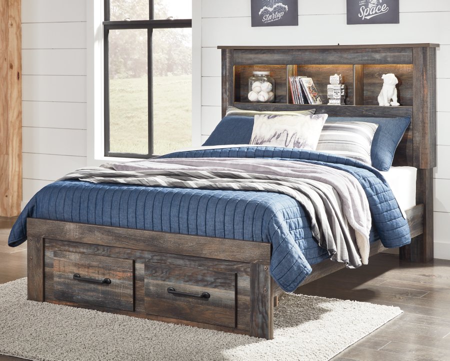 Cama con almacenamiento tipo librero, cómoda y buró Drystan - image 13