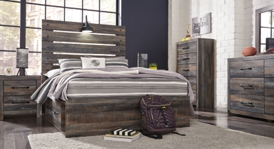 Drystan Full Panel Bed with 4 Storage Drawers