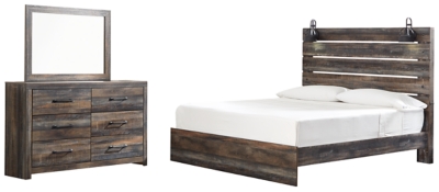 Drystan King Panel Bed with Mirrored Dresser, Multi, large