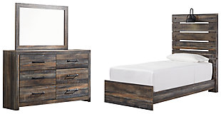 Drystan Twin Panel Bed with Mirrored Dresser, Multi, large