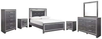 APG-B214FDNC Lodanna Full Panel Bed with Mirrored Dresser, Ches sku APG-B214FDNC