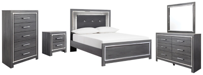 APG-B214FDCN Lodanna Full Panel Bed with Mirrored Dresser, Ches sku APG-B214FDCN