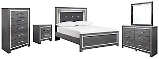 Lodanna Full Panel Bed with Mirrored Dresser, Chest and Nightstand, , rollover