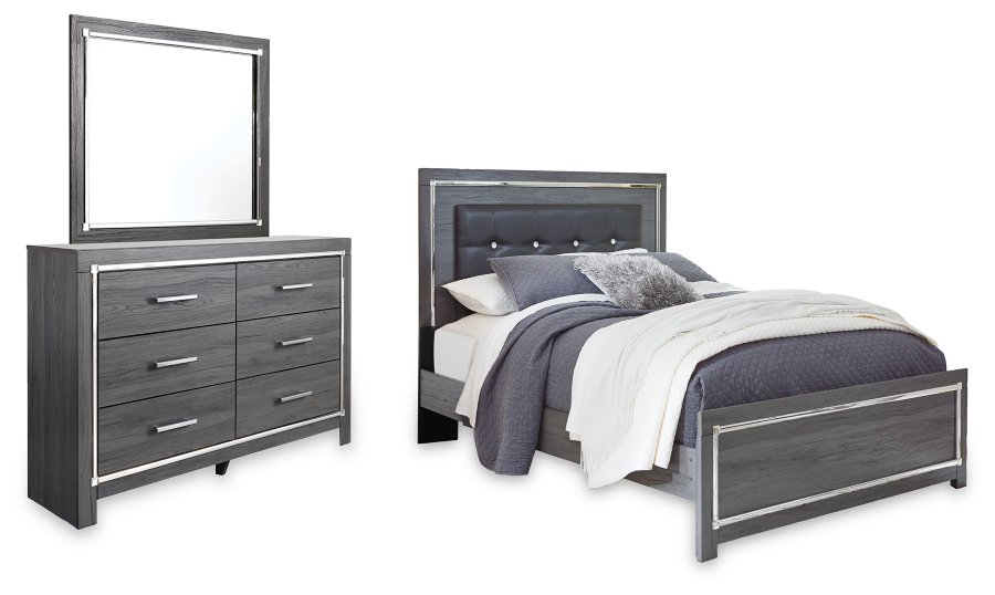 Lodanna Queen Upholstered Panel Bed, Dresser and Mirror - image 1