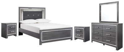 Lodanna Full Panel Bed with Mirrored Dresser and 2 Nightstands, , large