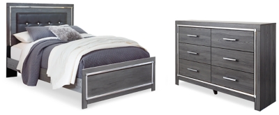 APG-B214QPBD Lodanna Queen Panel Bed with Dresser, Gray sku APG-B214QPBD