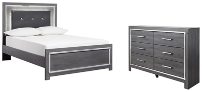 APG-B214-FPD Lodanna Full Panel Bed with Dresser, Gray sku APG-B214-FPD