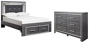 Lodanna Full Panel Bed with 2 Storage Drawers with Dresser, , rollover