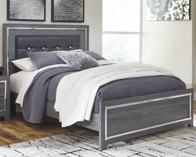 APK-B214-QPB Lodanna Queen Upholstered Panel Bed, Gray sku APK-B214-QPB