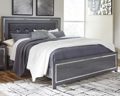 Lodanna King Upholstered Panel Bed, Gray