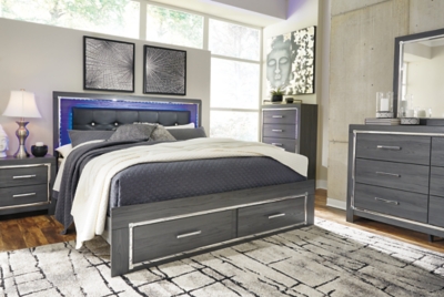 Lodanna King Panel Bed with 2 Storage Drawers