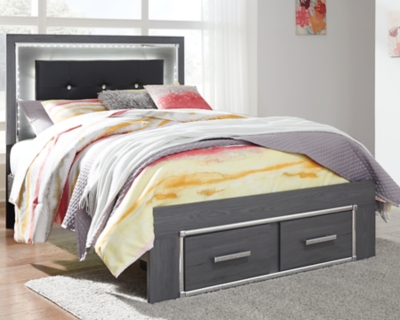 Lodanna Full Panel Bed with 2 Storage Drawers, Gray, large