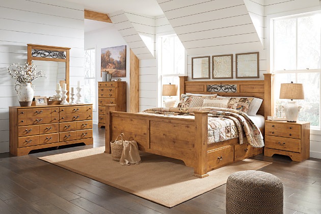 Bittersweet King Poster Bed With 2, Bittersweet Queen Sleigh Bed With 2 Storage Drawers