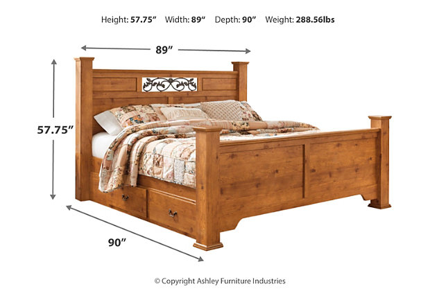 Bittersweet King Poster Bed With 2, Bittersweet Queen Sleigh Bed With 2 Storage Drawers