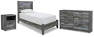 Baystorm Twin Panel Bed with Dresser and Nightstand, Gray, large