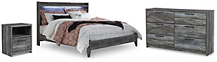 Baystorm King Panel Bed with Dresser and Nightstand, Gray, large