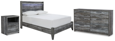 Baystorm Full Panel Bed with Dresser and Nightstand, Gray