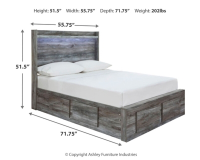 Baystorm Full Panel Bed with 4 Storage Drawers, Gray, large