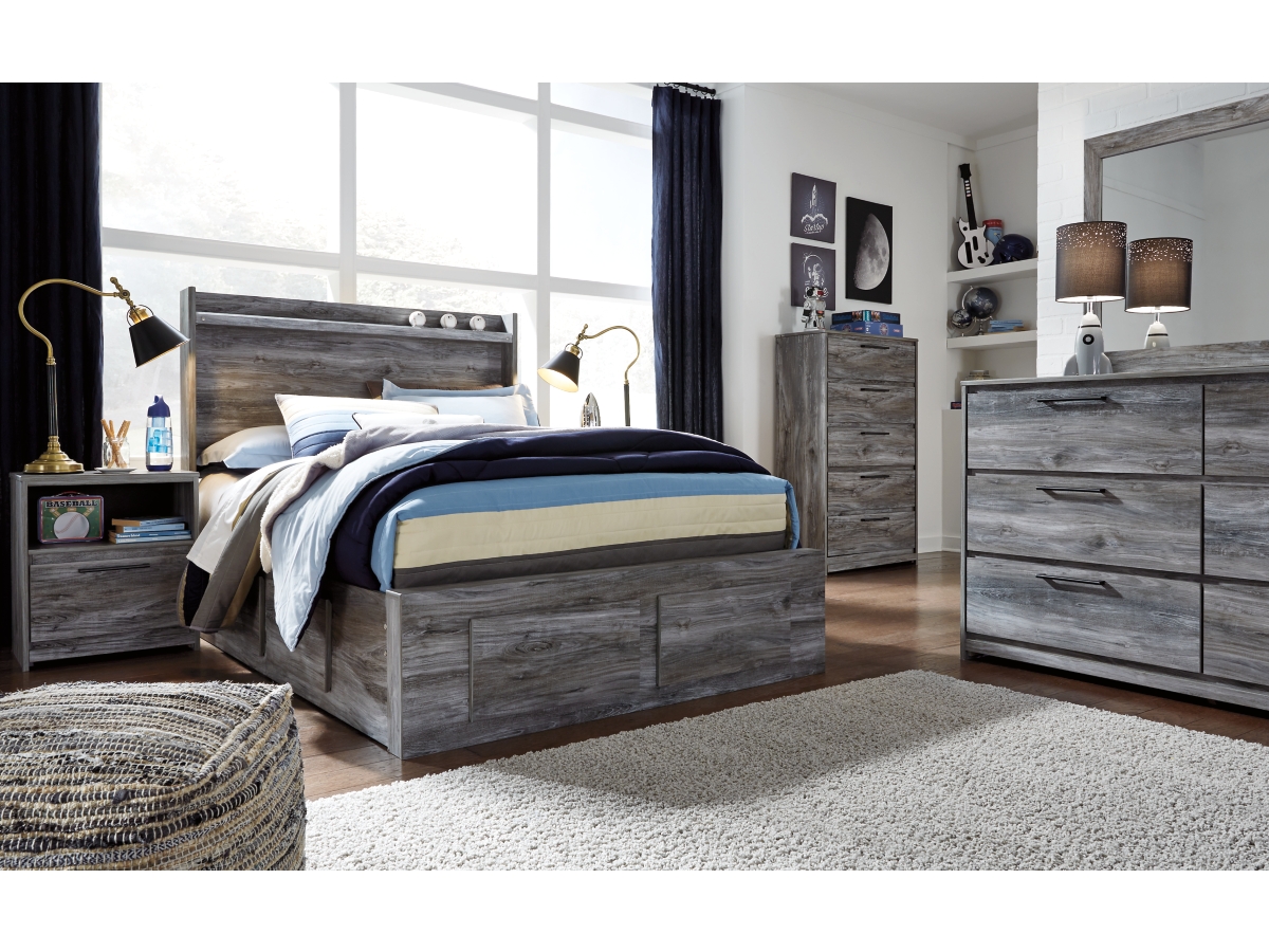 Baystorm Panel Bed with 6 Drawer Storage - Gray