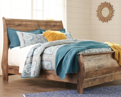 Blaneville King Sleigh Bed, Brown, large