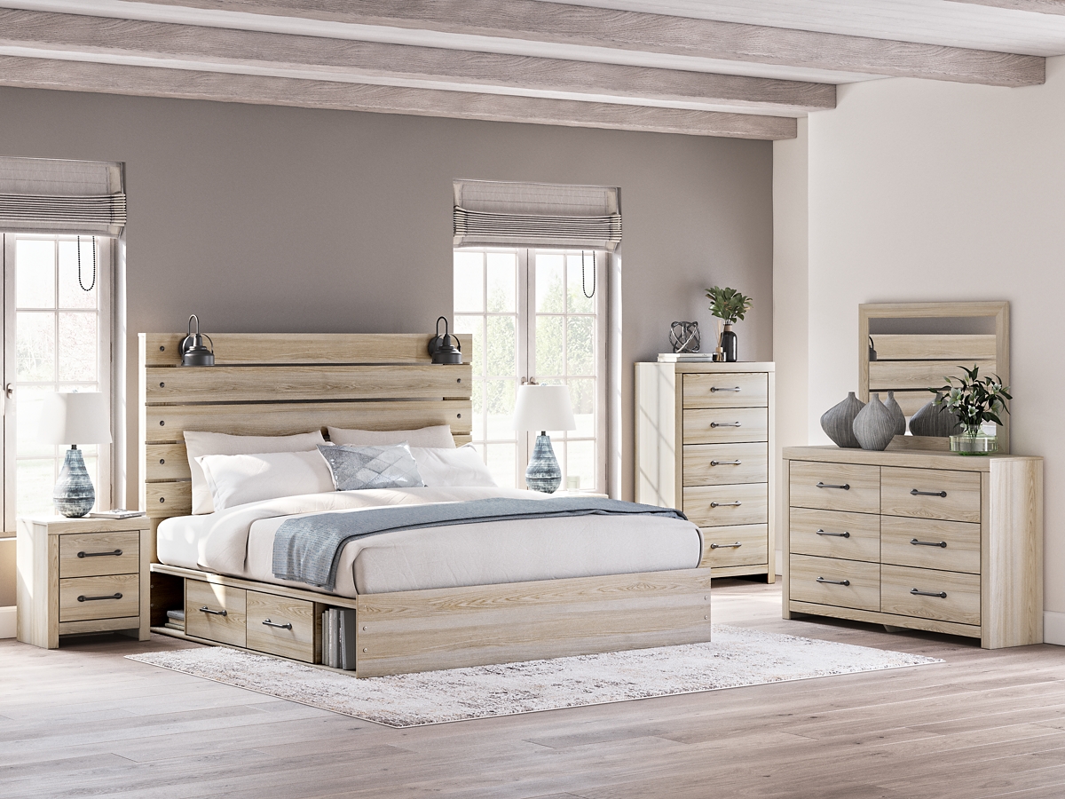 Senbry King Panel Bed with 2 Storage Drawers and 2 Cubbies