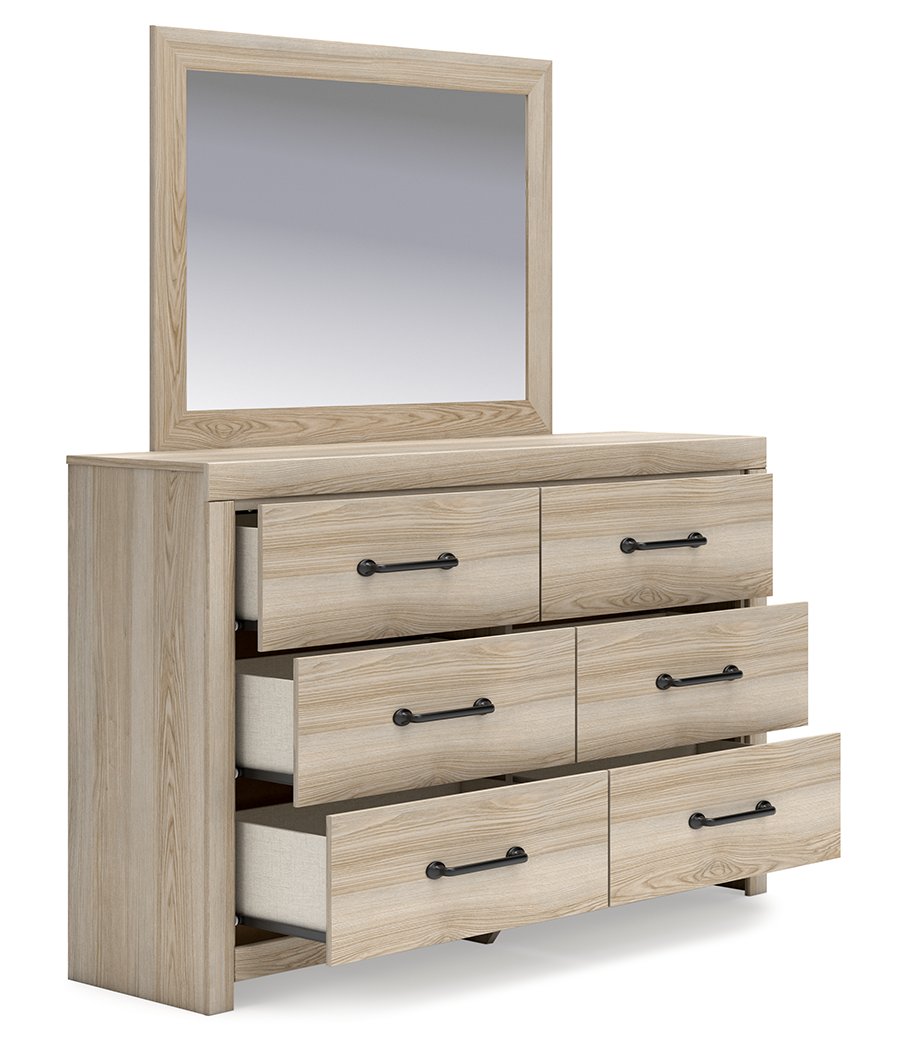 Senbry Queen Panel Bed with Storage, Dresser and Mirror - image 4