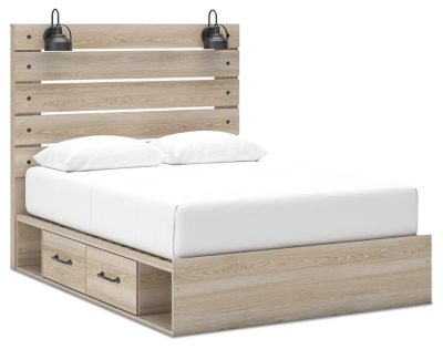 Senbry Queen Panel Bed with Storage, Tan, large