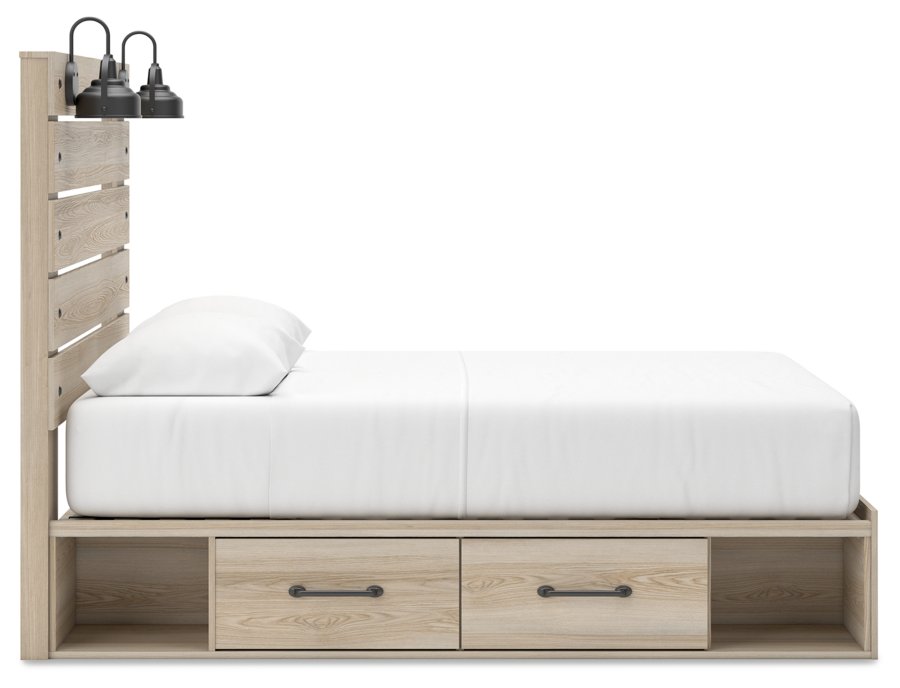 Cama con almacenaje Queen, cómoda y espejo Senbry - image 12