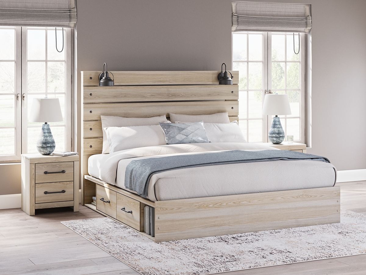 Senbry King Panel Bed with 4 Storage Drawers and 4 Cubbies | Ashley