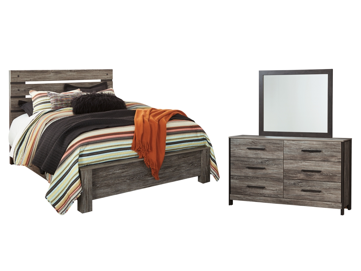 Cazenfeld Queen Panel Bed with Mirrored Dresser Ashley