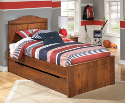 Barchan Twin Panel Bed with Trundle, Medium Brown, large
