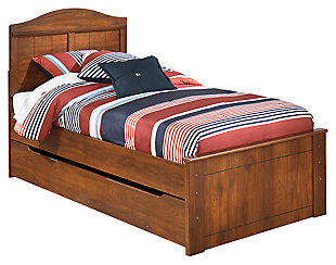 Barchan Twin Panel Bed with Trundle, Medium Brown, large