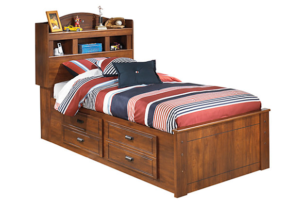 Barchan Twin Bookcase Bed With 2, Twin Platform Bed With Storage And Bookcase Headboard