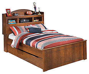 Barchan Full Bookcase Bed with Trundle, Medium Brown, large