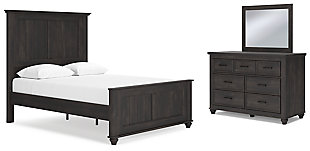 Gardanza Queen Panel Bed with Mirrored Dresser, Black, large