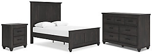 Gardanza Queen Panel Bed with Dresser and Nightstand, Black, large