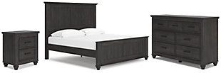 Gardanza King Panel Bed with Dresser and Nightstand, Black, large