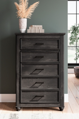 Gardanza 5 Drawer Chest of Drawers, Black