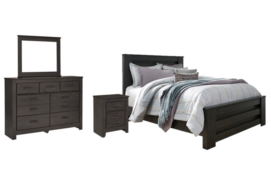 Cama Brinxton Queen con panel, cómoda, espejo y mesita de noche - image 1