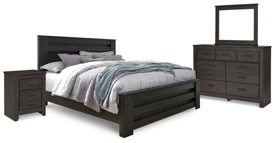 Cama King Size, tocador, espejo y mesita de noche Brinxton - image 1