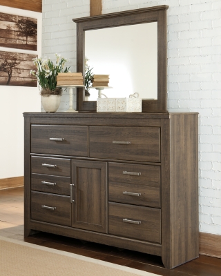 Juararo 6 Drawer Dresser and Mirror, Dark Brown