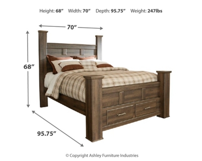 Juararo Queen Poster Bed with 2 Storage Drawers