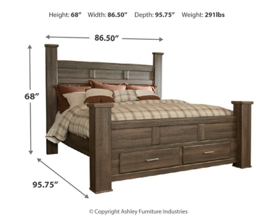 Juararo King Poster Bed with 2 Storage Drawers