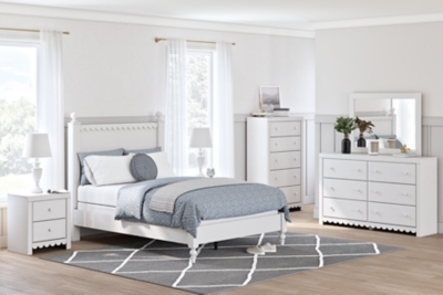 APG-B2540B3-8P Mollviney Full Panel Bed with Mirrored Dresser, Ch sku APG-B2540B3-8P