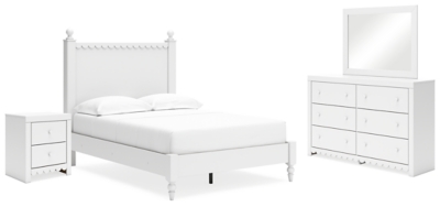 APG-B2540B3-6P Mollviney Full Panel Bed with Mirrored Dresser and sku APG-B2540B3-6P