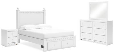 APG-B2540B7-6P Mollviney Full Panel Storage Bed with Mirrored Dre sku APG-B2540B7-6P