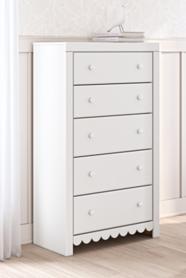 Mollviney 5 Drawer Chest of Drawers, White