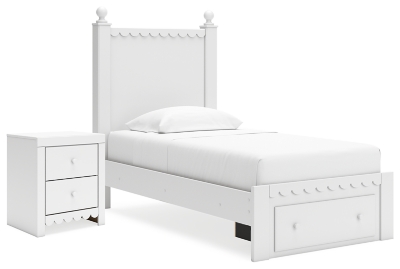 Mollviney Twin Panel Storage Bed with 2 Nightstands, White