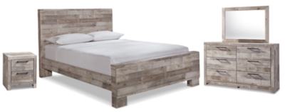 Effie Queen Panel Bed with Mirrored Dresser and Nightstand, , large